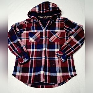 Realtree Kids Plaid Hoodie - Burgundy and Navy